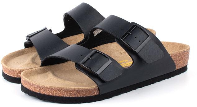 LARRIE Ladies Two Strap Sandals - 3 Sizes (Black)