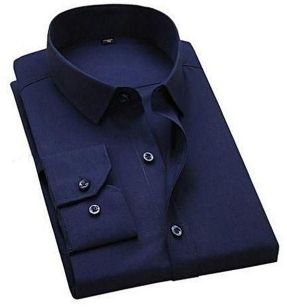 Men's Classic Design Long Sleeve Shirt Navy Blue
