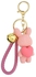 Resin Rabbit with a Bell Keychain, Cartoon Knitting Wool Bunny Holding Heart Pendant, Car Handbag Backpack Purse Key Chain Gift for Boys Girls Teens Kids, Pink, 1 Pcs