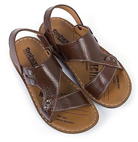 Fashion Men Casual Leather Sandals - Brown