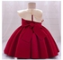 Two toned knee length red party dress with bow for girls