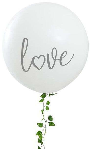 Ginger Ray White Love Giant Balloon with Foliage Garland- 1.5 Meter Length- White