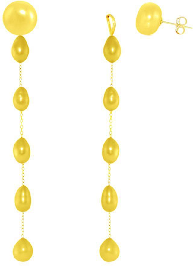 18 Karat Solid Yellow Gold 7 mm Pearls Detachable Earrings