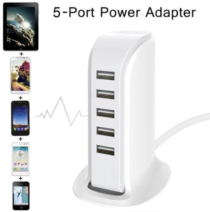 5 Usb Multi-port Us/eu/au/uk Plug Charger Desktop Hub Power