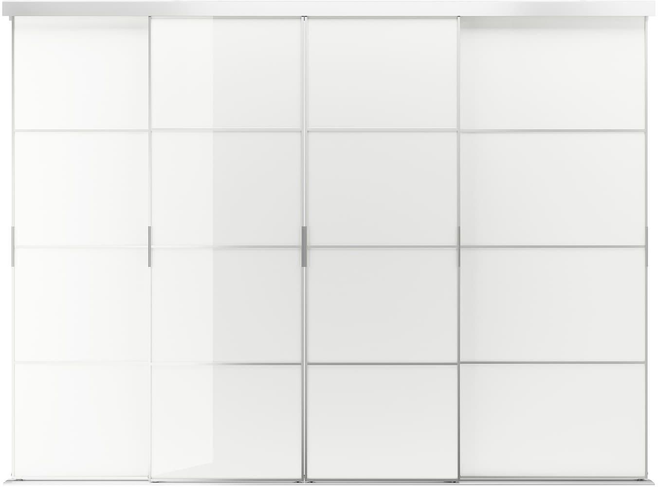 SKYTTA / FÄRVIK Sliding door combination - aluminium/white glass 326x240 cm