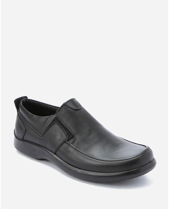 Leather Shoes Slip On Casual Shoes - Black