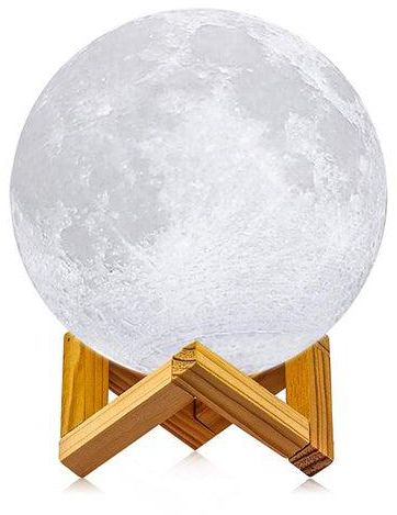 3D Print Moon LED Lamp With Stand White 8 centimeter
