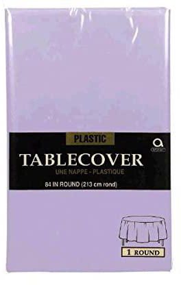 (Lavender) - Amscam 77018.04 Round Plastic Party-tablecovers, 210cm , Lavender