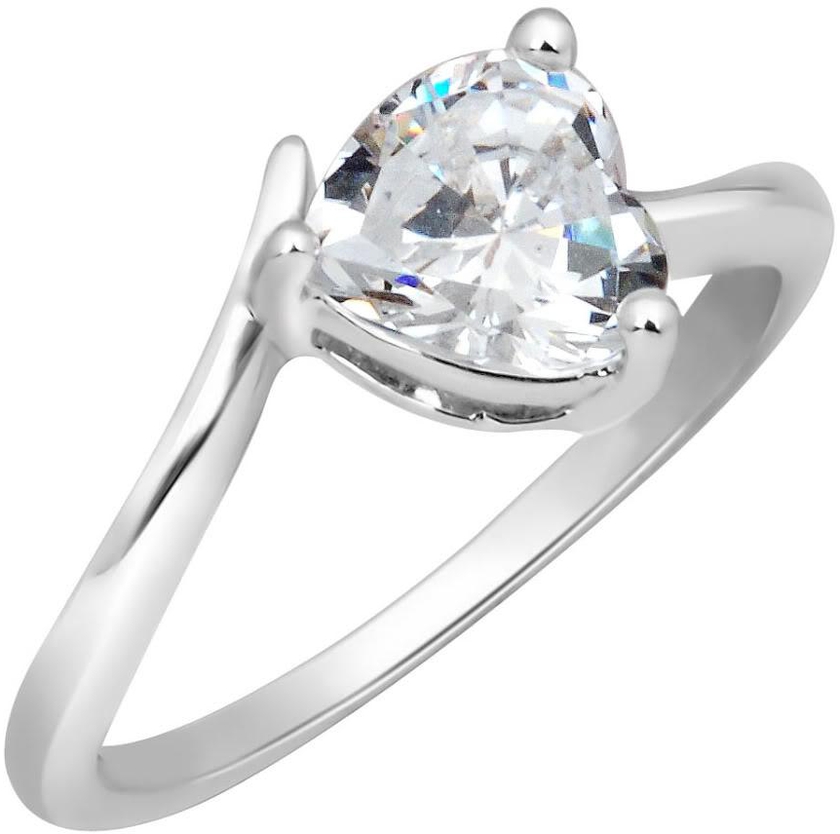 Peora Sterling Silver Rhodium Classic Heart Cubic Zircon Eternal Love Engagement Ring