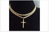 Gold Cuban Link Chain With Cross Pendant