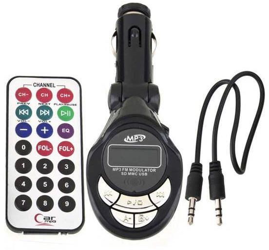 HANDFREECAR MP3 PLAYER WIRELESS FM TRANSMITTER MODULATOR WITH AUX CABLE