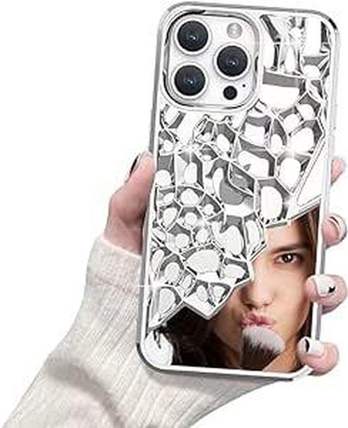 Compatible with iPhone 14 Pro Max Case 6.7 inch Glitter Mirror Case Anti-Scratch Shockproof Slim Flexible Bumper Cover for Women Girls (Silver)