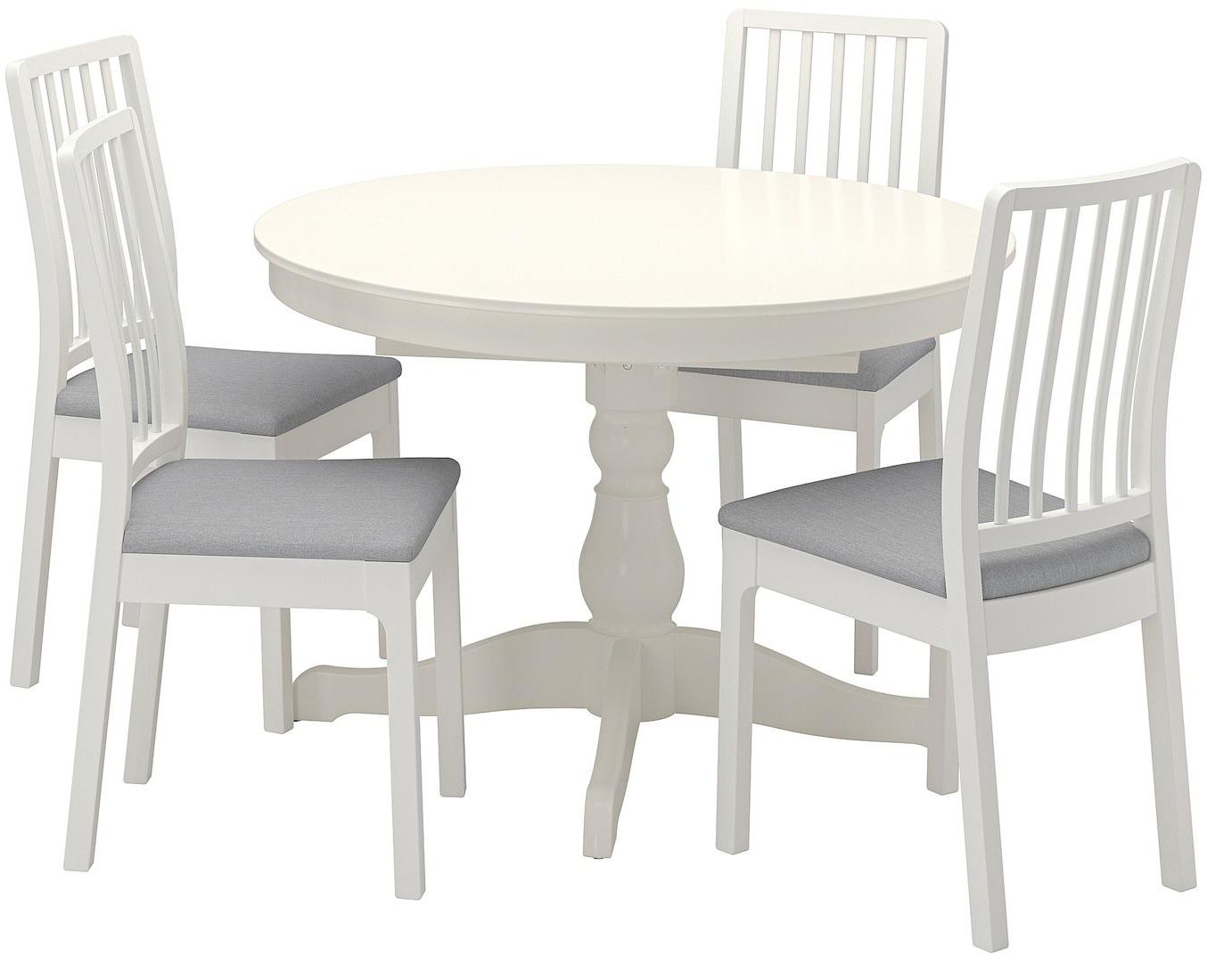 INGATORP / EKEDALEN طاولة و 4 كراسي - أبيض أبيض/Orrsta رمادي فاتح ‎110/155 سم‏