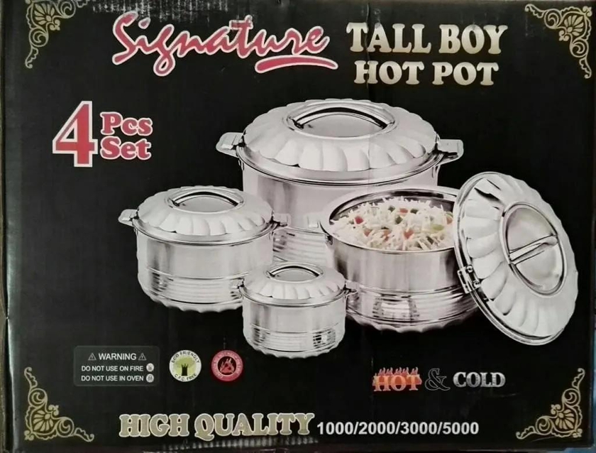 OFFER OFFER THE BEST HOTPOTS IN TOWN high quality signature 4pcs hotpot/ hot pot (tall boy) Silver as picture