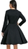 Fashion Women Vintage Elegant Shawl Dress - Black