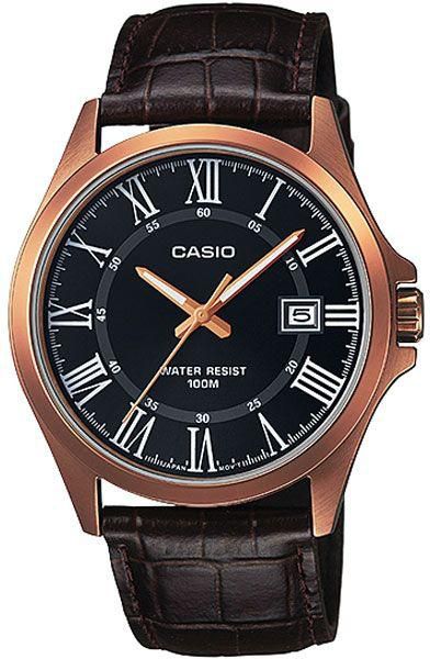 Watch for Men by Casio , Analog , Leather , Black , MTP-1376RL-1B