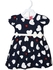 Cmjunior Cute Maree Bow Cotton Printed Short Sleeve Dress - 12 Sizes (Navy)