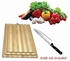 Bamboo Natural Wood Kitchen Chopping Board Set of 3 with Cutlery Utensil Set Light Dark Colour Mix