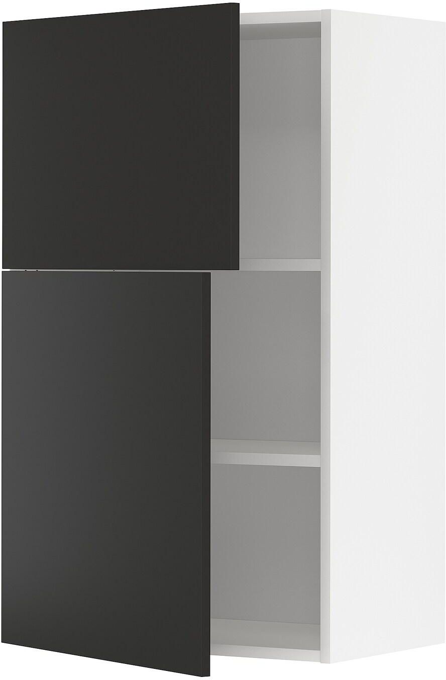 METOD Wall cabinet with shelves/2 doors - white/Nickebo matt anthracite 60x100 cm