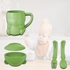 Food Grade Wheat Straw Baby Feeding Set (Cup+Fork+Spoon+Plate+Lid) (Green)
