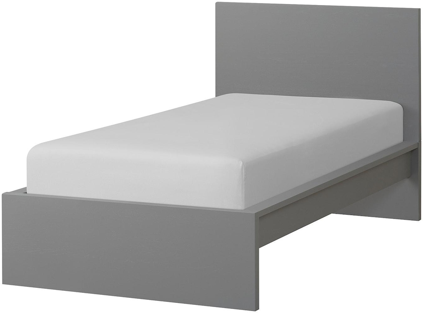 MALM Bed frame, high - grey stained/Luröy 90x200 cm
