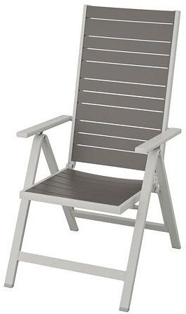 SJÄLLAND Reclining chair, outdoor, light grey foldable, dark grey