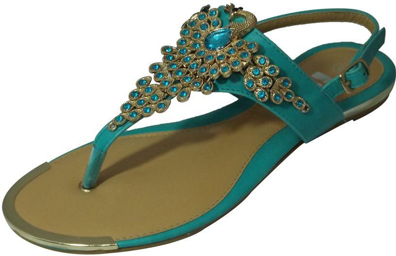 Top 2 T-101 Back Strap Sandals for Women - Turquoise, 37 EU