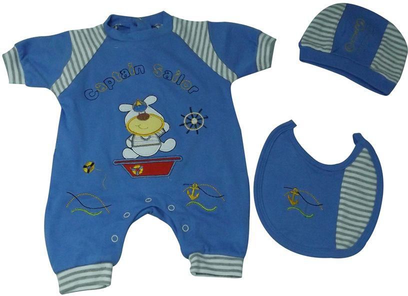 Sarah Kids 13 Set of 3 Pieces Outfit for Boys - Blue, 0 - 3 Months