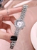 SHEIN 1pc Rhinestone Decor Round Pointer Watch & 1pc Bracelet-8382