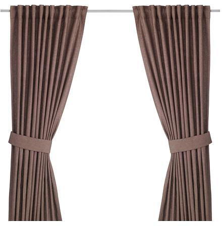 INGERT Curtains with tie-backs, 1 pair, brown