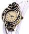 Duoya Women Girl Vintage Watches, Bracelet Wristwatches Leaf Pendant White