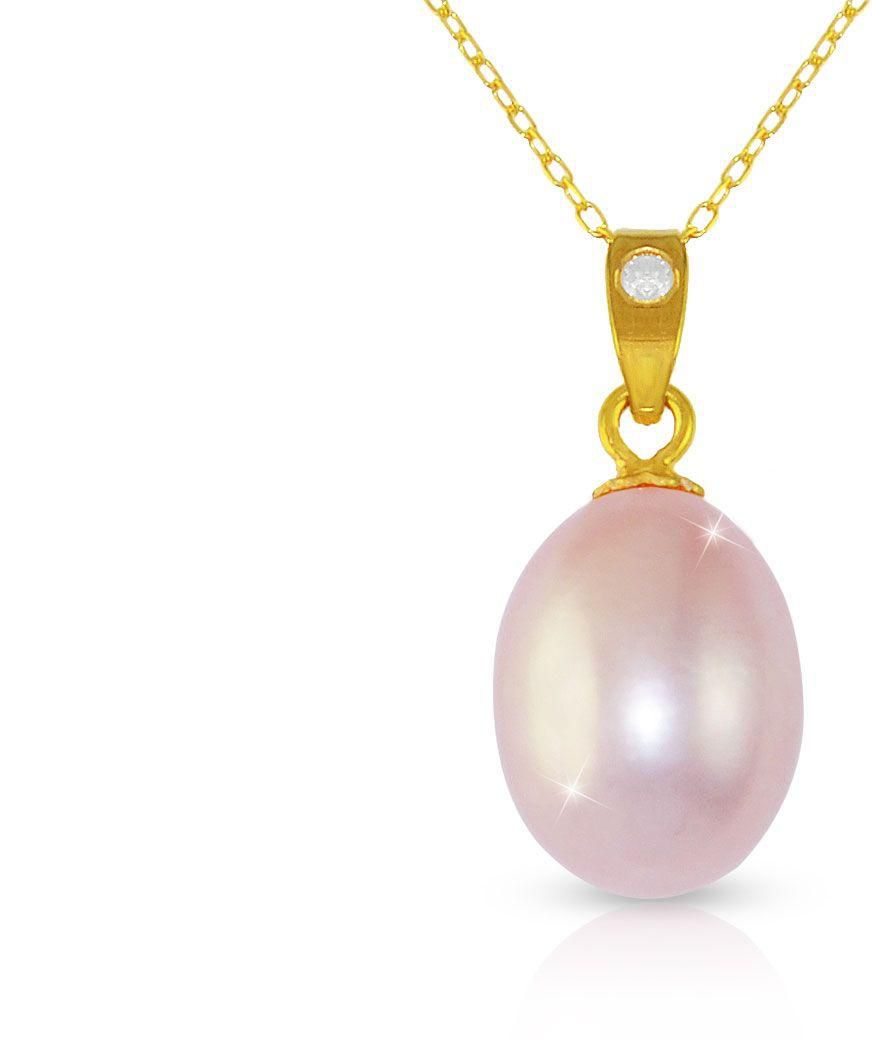 Vera Perla Women's 18K Gold Purple Baroque Pearl with 10K Gold Chain Necklace