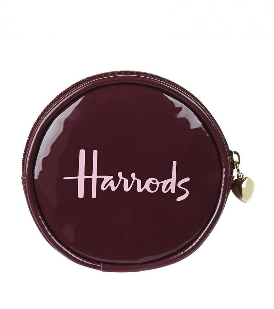 Harrods Patent Round Coin Purse Burgundy