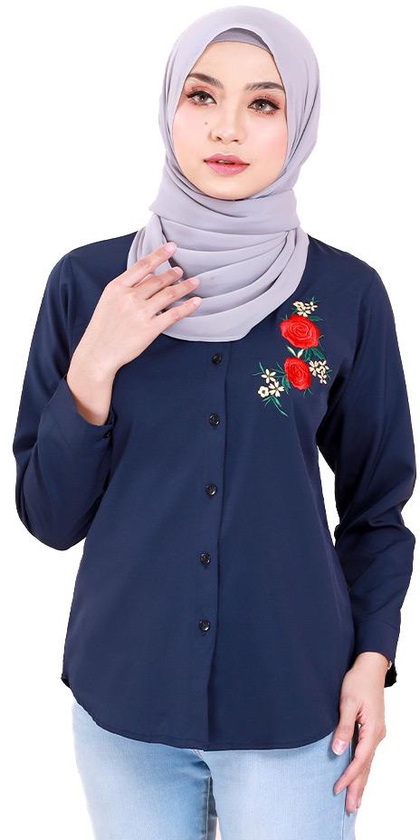 Kime Accent Roses Embroidery Shirt B173 (4 Colors)