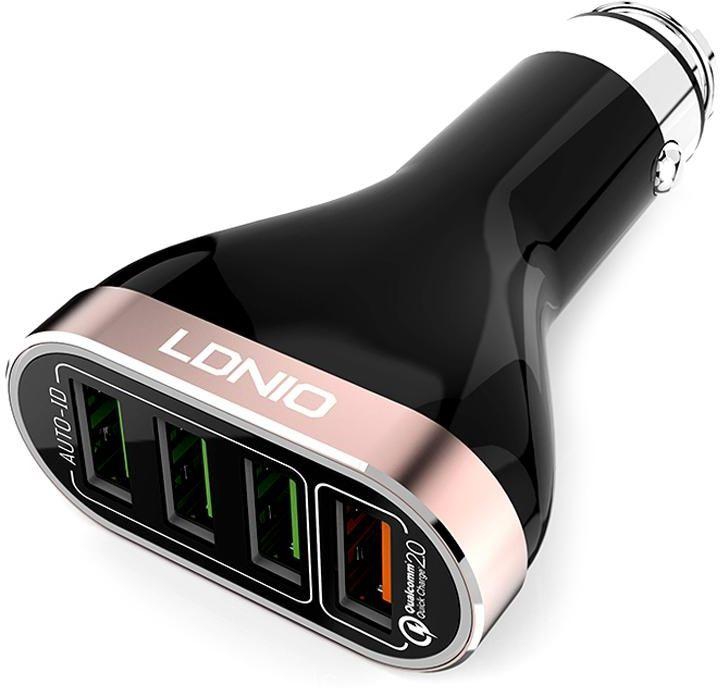 LDNIO C701Q Quick Charge with 4-port Car Charger Adapter and Lightning USB Cable