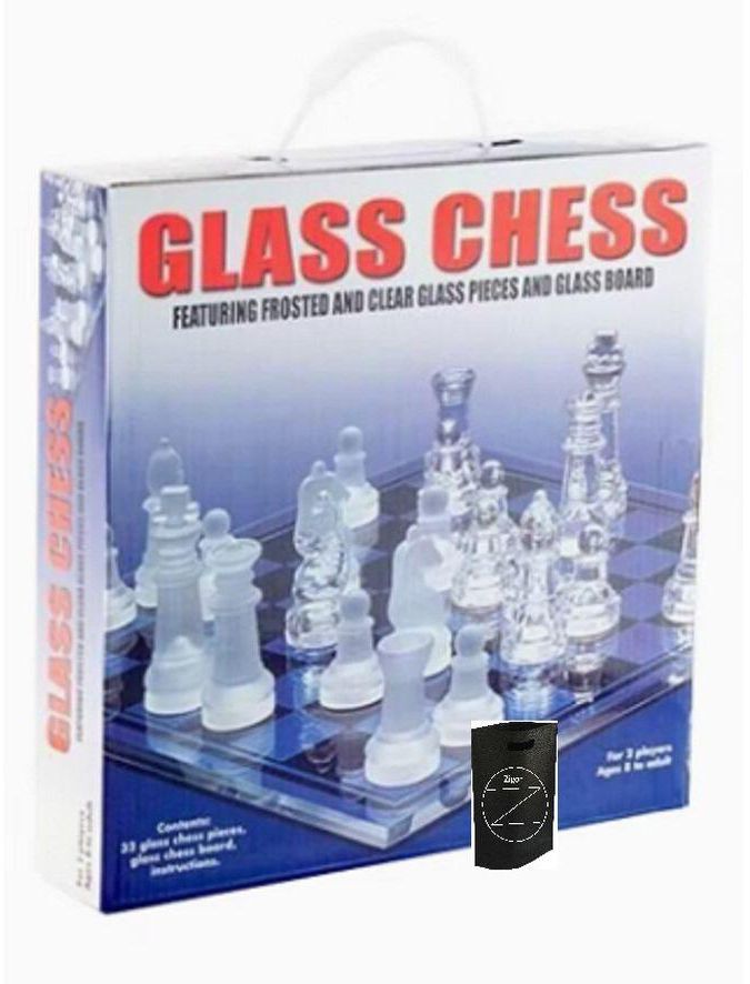 Frosted Glass Chess Board Game Set + Zigor Special Bag