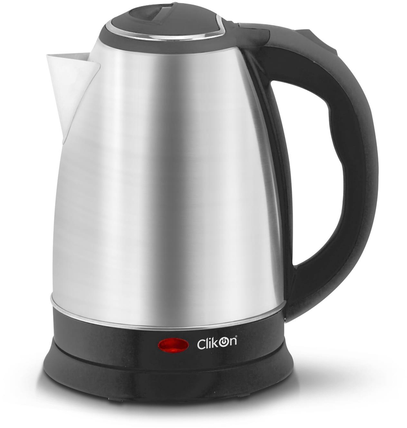 Clikon - Stainless Steel Cordless Electric Kettle With Led Indicator, 1.8 Liter Volume Capacity, High Grade Steel Body, Boil Dry Protection, Silver &amp; Grey - CK5125