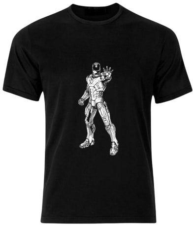 Iron Man Printed Classic Crew Neck Short Sleeve T-Shirt Black