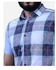 Town Team Short Sleeves Shirt with Plaid Pattern - Navy Blue/Baby Blue