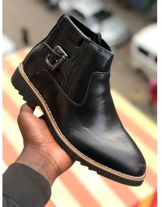 Men Casual Official Formal Business Ankle Boots Normal Fitting Rubber Sole PU Suede Leather Sizes 39-45Slip On Boots Generic All Weather Boots Colour Black Anti Slip Design