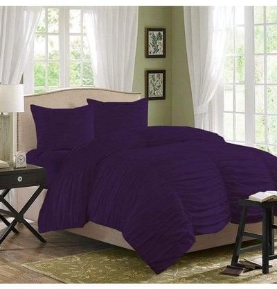 3-Piece Duvet Cover Set Cotton Purple 53 x 78inch