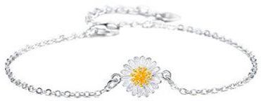 Silver Plated Gold Daisy Sunflower Women Adjustable Ankle Bracelet