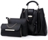 Fashion 3 In 1 Pu Leather Handbag Set - Black