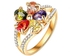 Multicolor Crystal Flower Ring 18K Gold Plated Made With Austrian Crystals