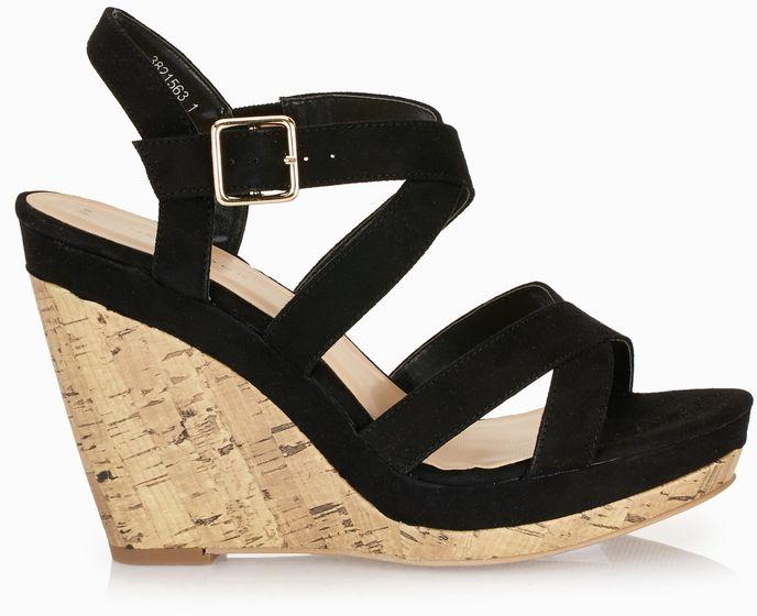 Oyster Cross Front Strap Wedge Sandals