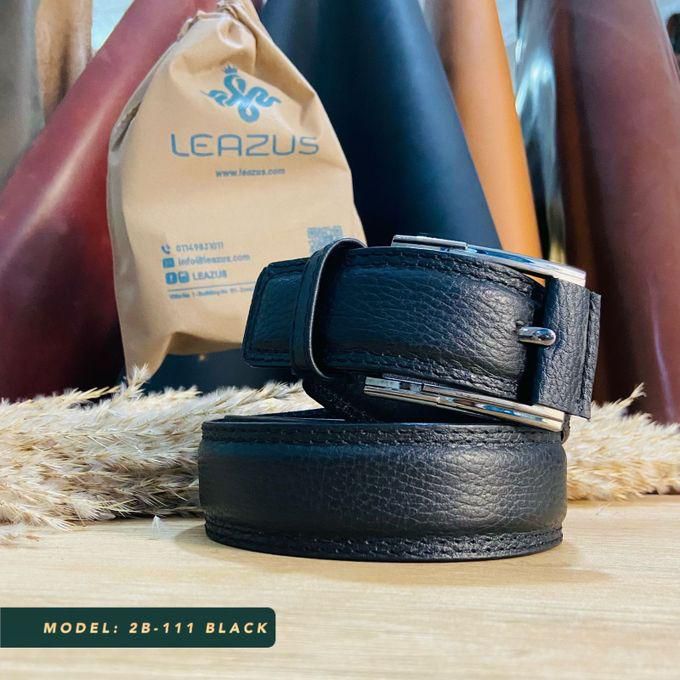 Natural Leather Leazus Casual Belt - Black