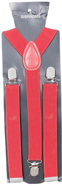 Fashion Red Men's Adjustable Suspenders With Silver Clip