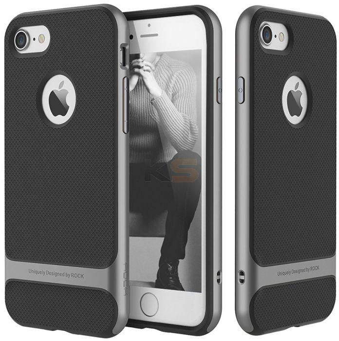 ROCK Ultra-thin Heavy Duty Dual Layer Hard PC + Soft TPU Protective Case for iPhone 7 Plus Grey