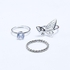 fluffy women accessories Butterfly Earing-Set Of Rings 3 Pcs Fluffy Women's Accessories-Silver