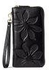 Bostanten Women's Leather Wallet Kapok Pattern Zipper Hand Bag with Wristlet Black